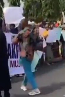 BREAKING: Abuja Protest: Pro-Natasha Group Demands Akpabio’s Resignation