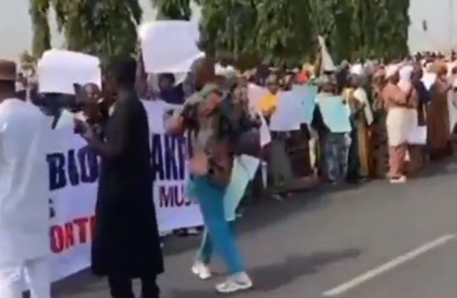 BREAKING: Abuja Protest: Pro-Natasha Group Demands Akpabio’s Resignation